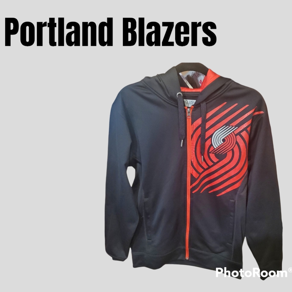 NBA EXCLUSIVE BLAZERS Portland Blazers zip up hoodie red black athletic S small